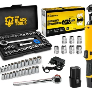 Kit Chave Catraca Bateria 12v 45nm Com Jogo Soquetes 40 Pcs